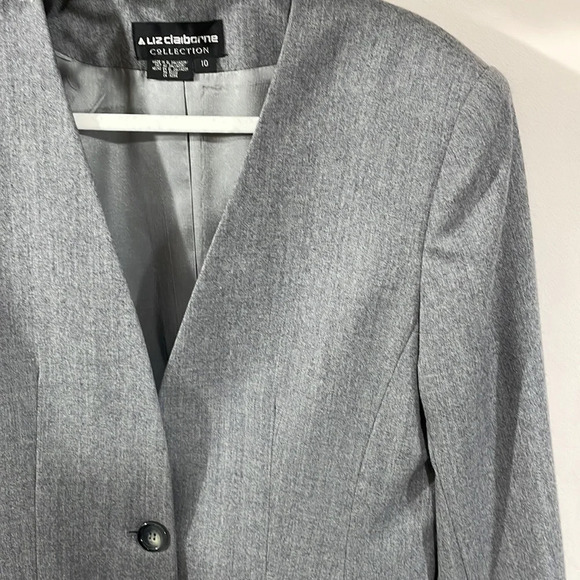 Vintage Liz Claiborne Collection Wool Single Button Gray Blazer Suit Jacket 10 - Picture 3 of 15